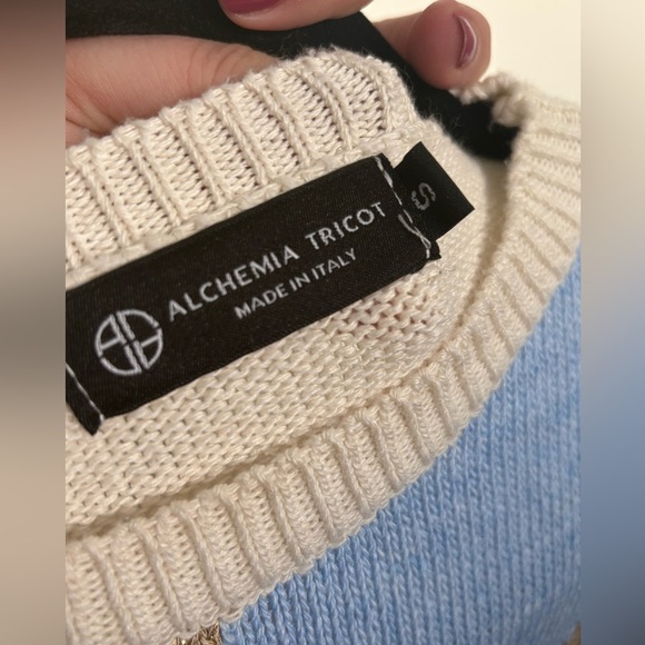 Size S short sleeve tricot - Made in Italy by Alchemia Tricot blue, golden - Picture 4 of 5